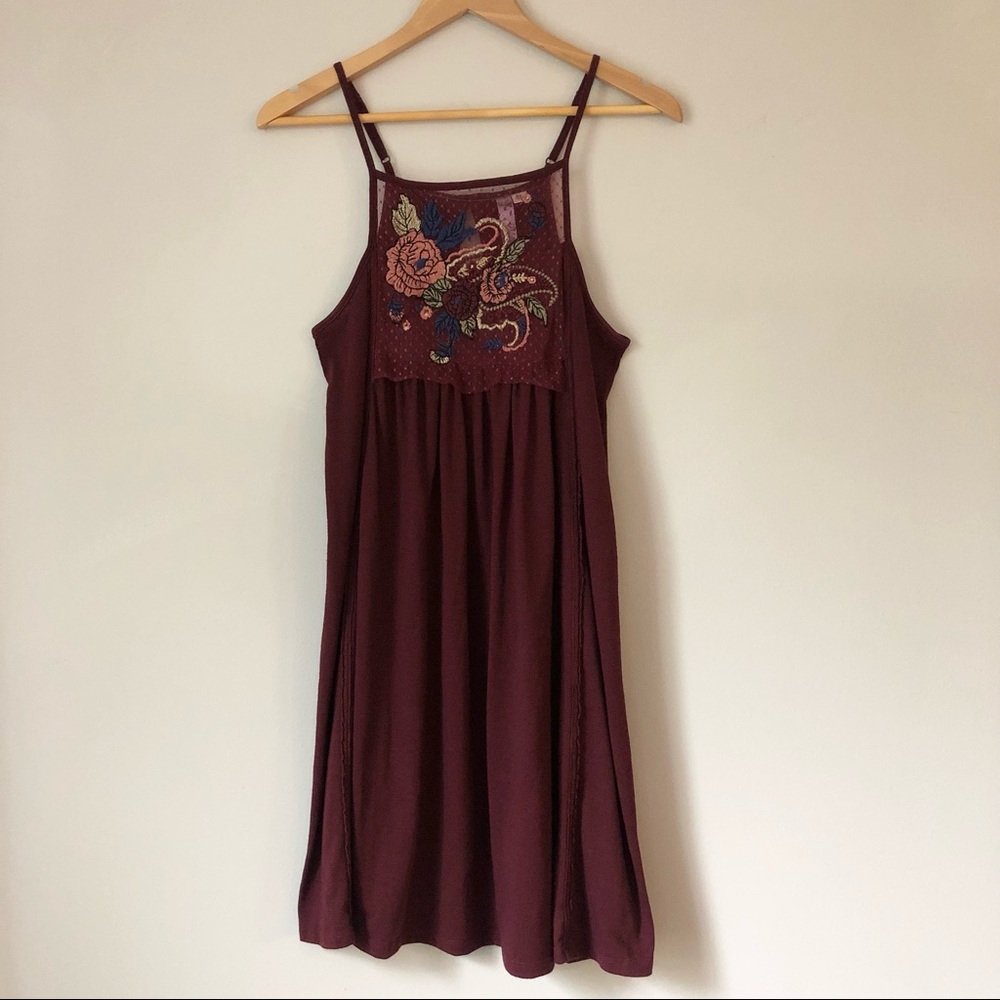 Alya High Neck Metallic Embroidered Tent Dress